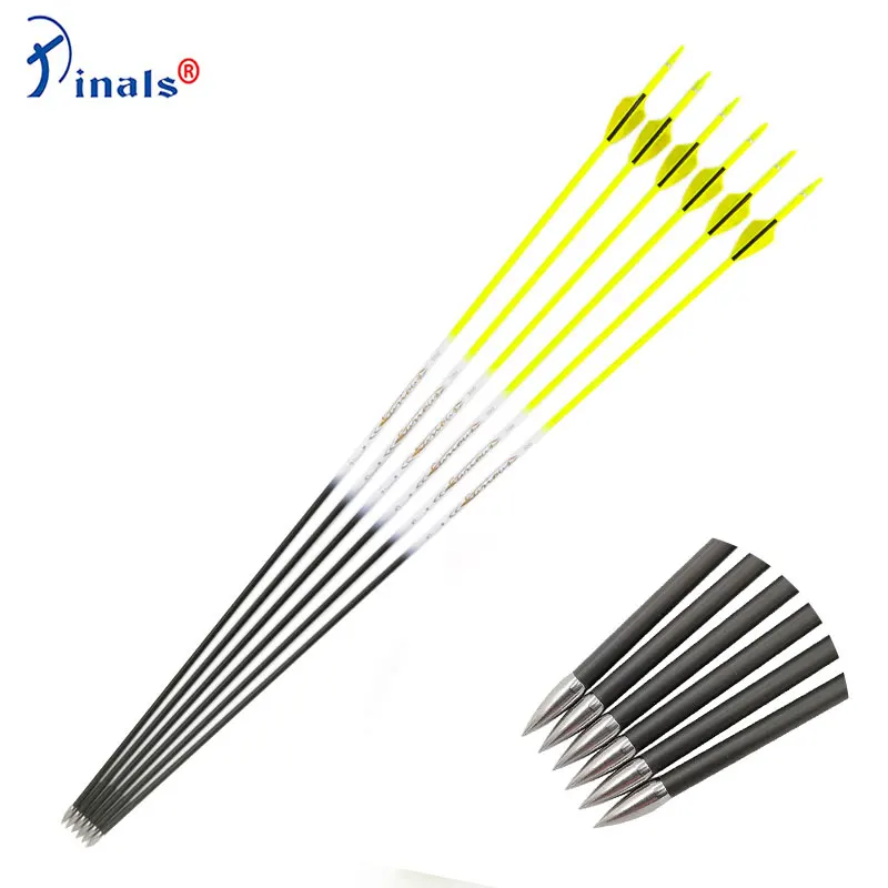 

Pinals Archery Carbon Arrows Yellow Spine 500 600 700 800 900 1000 ID4.2mm Shaft Compound Recurve Bow Hunting Shooting