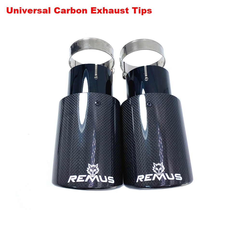 

Car Accessories Universal Modiflcation Stainless Steel Single Exhaust Pipe Full Carbon Remus Glossy Black Cover Muffler Tip