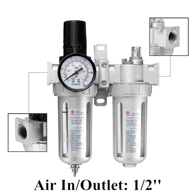SFC400 1/2 Air Compressor Fuel Oil Water Moisture Lubricator Trap Filter Regulator Connection Pneumatic Parts | Автомобили и