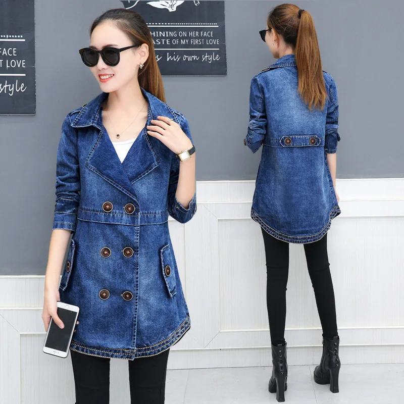 Весна осень 2019 ковбойский тренч женский приталенный топ средней длины в