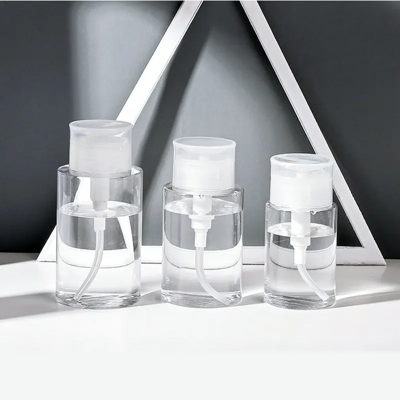 100/150/200ml Push Down Makeup Remover Water Pressing BottleEmpty Pump Dispenser Nail Polish Clear Cosmetic Container | Красота и