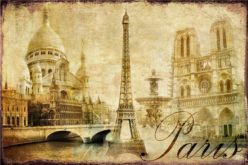 

France Paris Garden Decoration Outdoor Eiffel Gamer Tourist Attraction Bedroom Wall Decoration Arc De Triomphe Bar Sign Poster