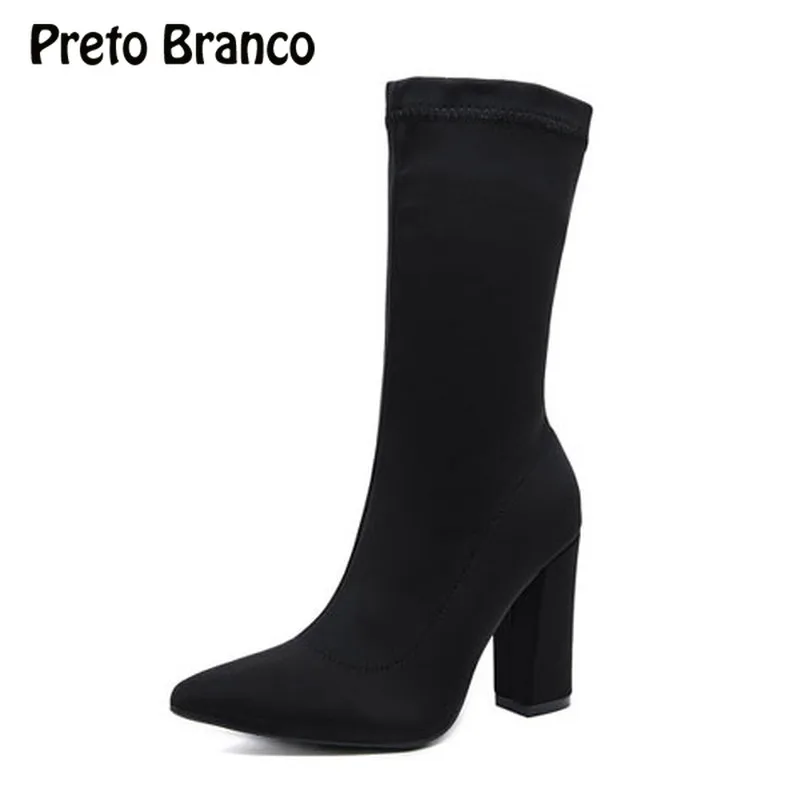 PRETO BRANCO/осень-зима 2009 г. Модные ботинки на шнуровке с острым носком грубые каблуки