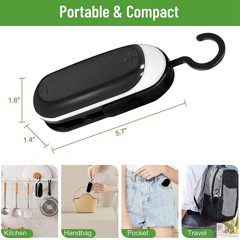 

Mini Bag Sealer, 2 in 1 Heat Sealer and Cutter with Hook, Portable Food Sealer, Handheld Bag Sealer for Kitchen, Travel