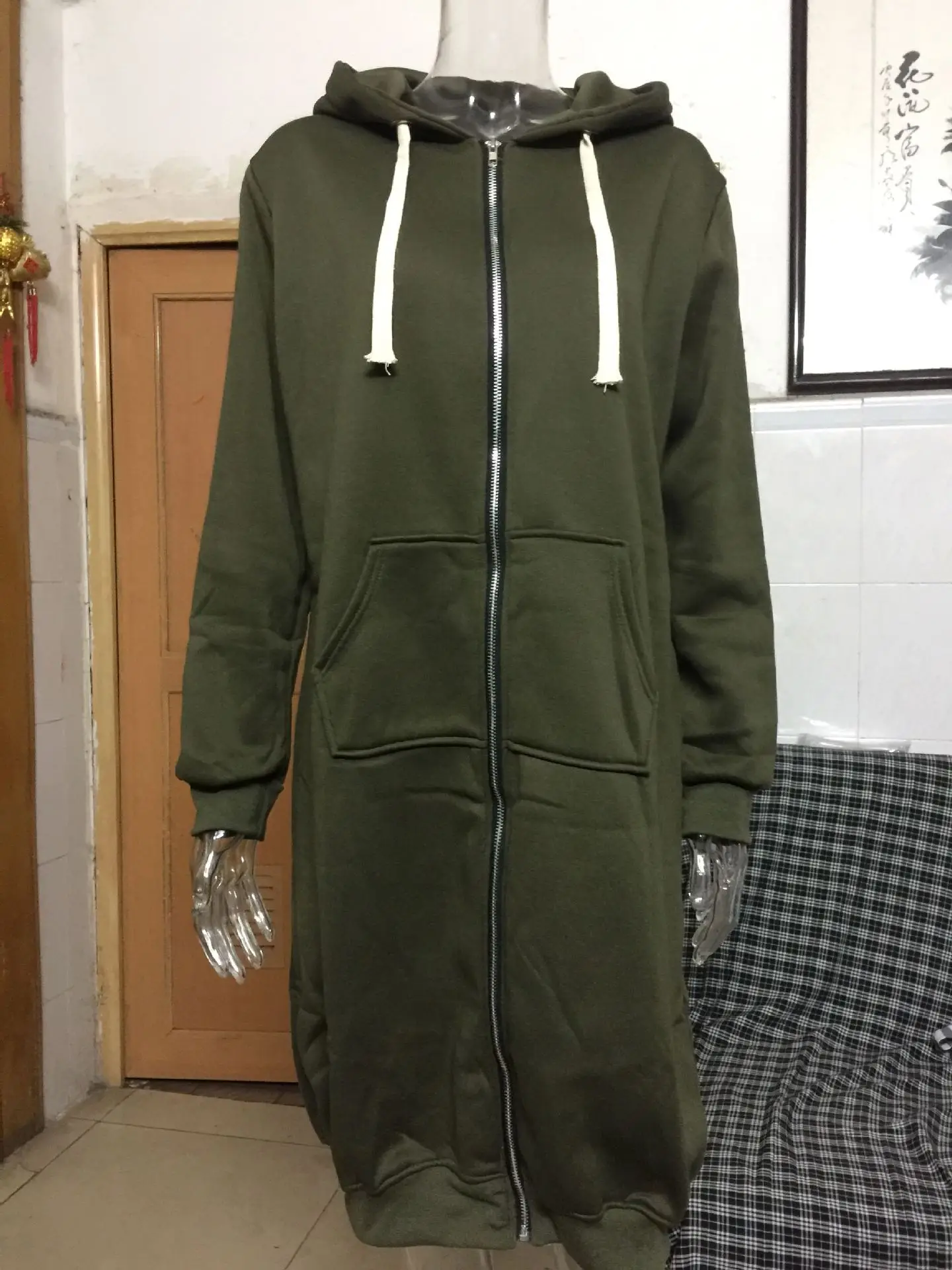 

2021 Autumn/Winter Hoodies Women's Hooded Cardigan Sweatshirt Coat Mid-length Plus Fleece Sweater Street Trend Women's Clothing