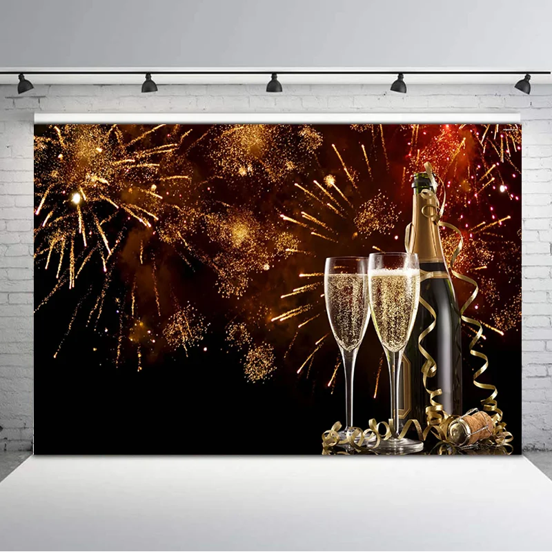 Фон для фотосъемки с ночными фейерверками на день рождения лента цвета