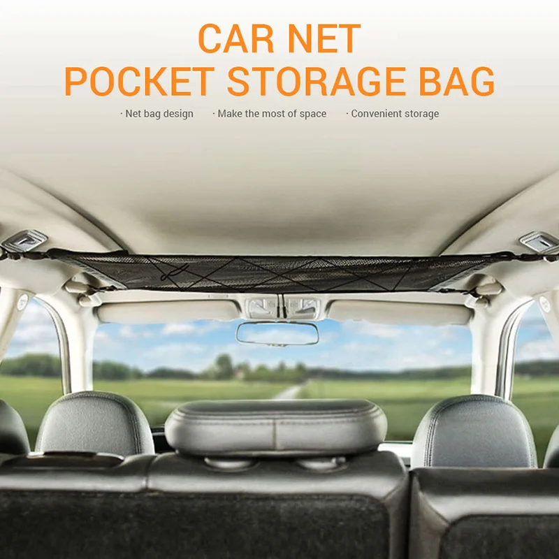 Portable Car Ceiling Storage Net Interior Auto Organizer Mesh Nets Vehicle Bag Cargo Pocket Goods Accessori | Автомобили и