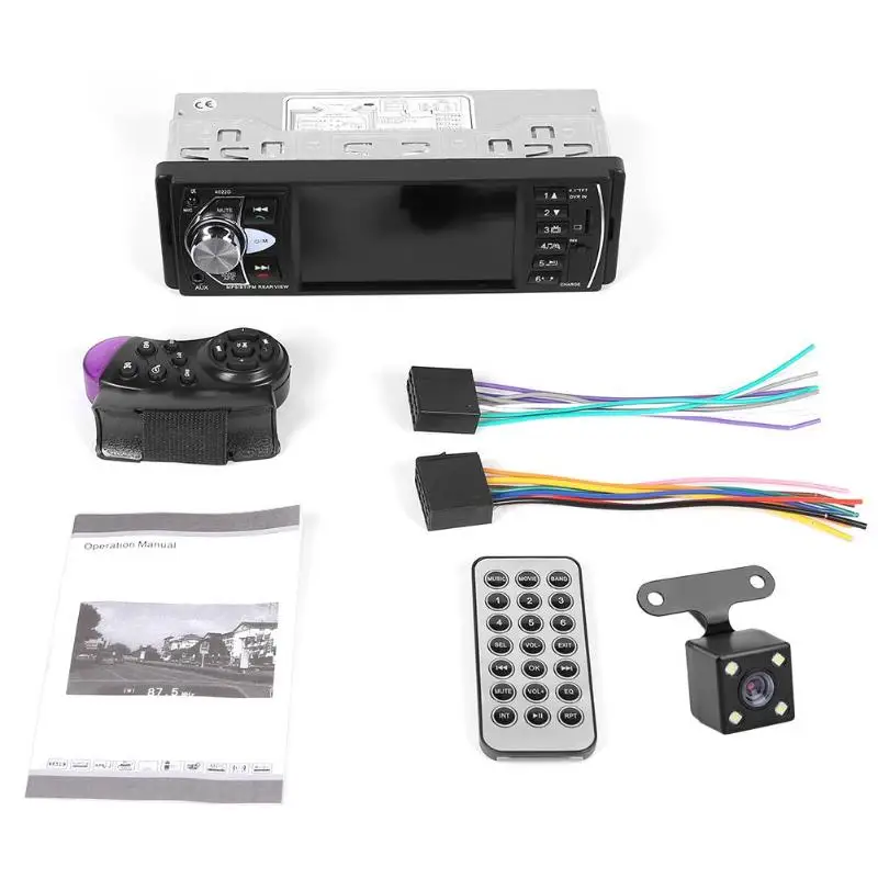 4022D Car Stereo Radio Player 1 Din Autoradio Bluetooth 4.1" Auto Radio Support Rear View Camera Steering wheel control - Цвет: with camera