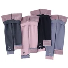 Зимние детские леггинсы для девочек, детские хлопковые плотные бархатные леггинсы в Корейском стиле с принтом медведя и бантом