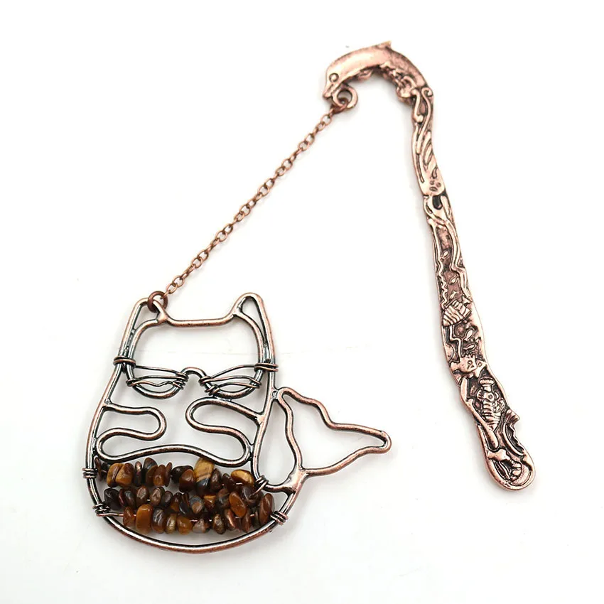 FYJS уникальный медный Дельфин с проволокой обертывание милый кот цитрин Закладка