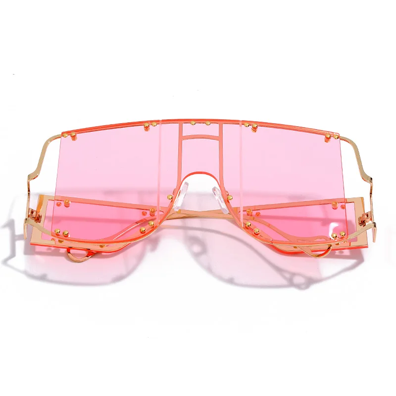 9 Pink Модные солнцезащитные очки кошачий глаз женские Роскошные цельные нестандартный рисунок розовые линзы очки с заклепками мужские и женские винтажные очки UV400 - Цвет линз: 9 Pink