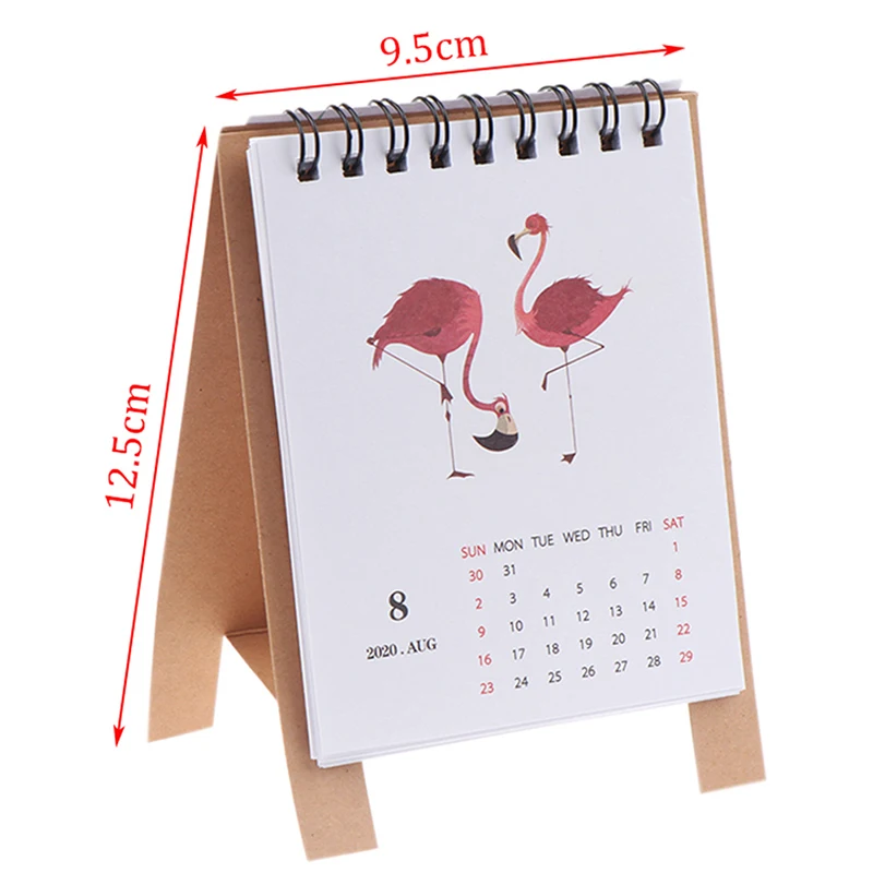 

Hand Drawing 2021Cartoon Mini Flamingo Desktop Paper Calendar dual Daily Scheduler Table Planner