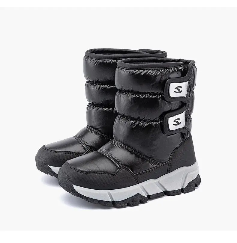 Новинка для детей до-30 градусов, для русской зимы, Теплая водонепроницаемая обувь для детей Зимние сапоги детские ботинки для дождливой погоды для мальчиков, модная одежда для девочек - Цвет: black