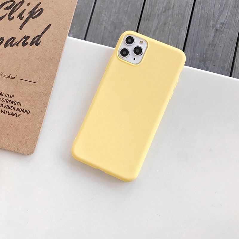 Карамельный чехол для телефона для IPhone 6, 6s, 7, 8 Plus, X, XR, XS, 11 Pro Max, милый простой однотонный Мягкий силиконовый чехол для, чехол для iPhone 11 - Цвет: Yellow