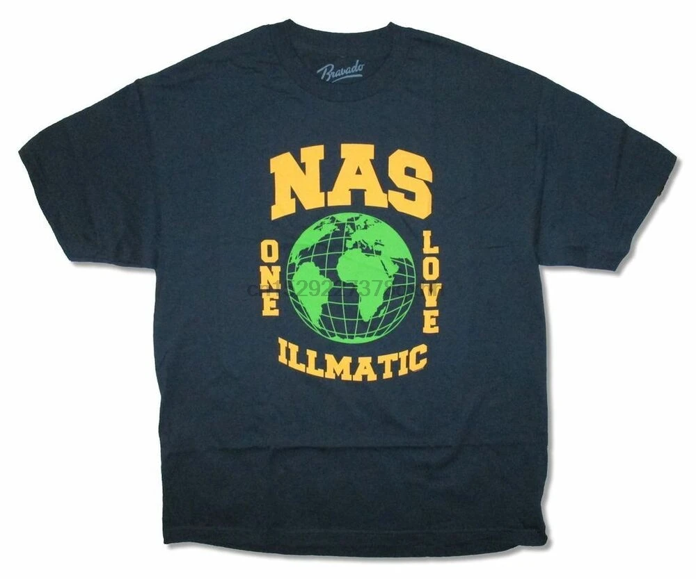 Темно-синяя футболка NAS Globe One Love Illmatic новинка официальная | Мужская одежда