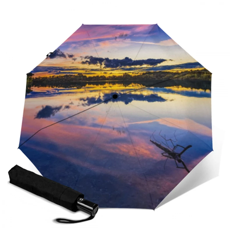 3 складной полностью автоматический зонт мужской коммерческий компактный