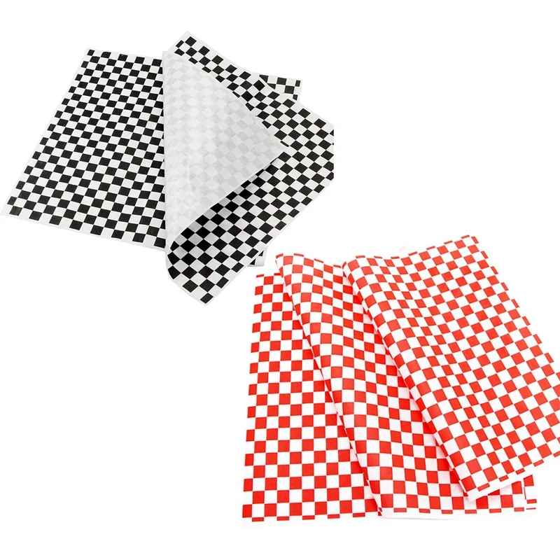 

400 Sheets Checkered Dry Waxed Deli Paper Sheets, Paper Liners For Food Basket,Bread And Sandwiches