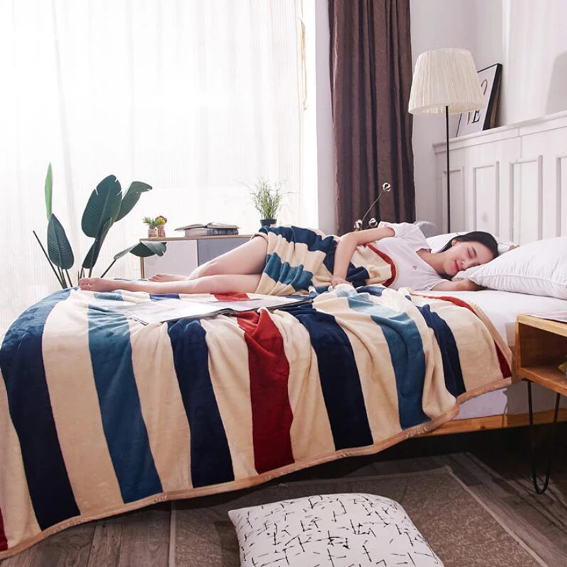 

Thick Winter Autumn Flannel Blanket Soft Coral Fleece Mink Blankets Bedspread Koc Keep Warm Sofa Bed Cover Cobertor for Bed M004