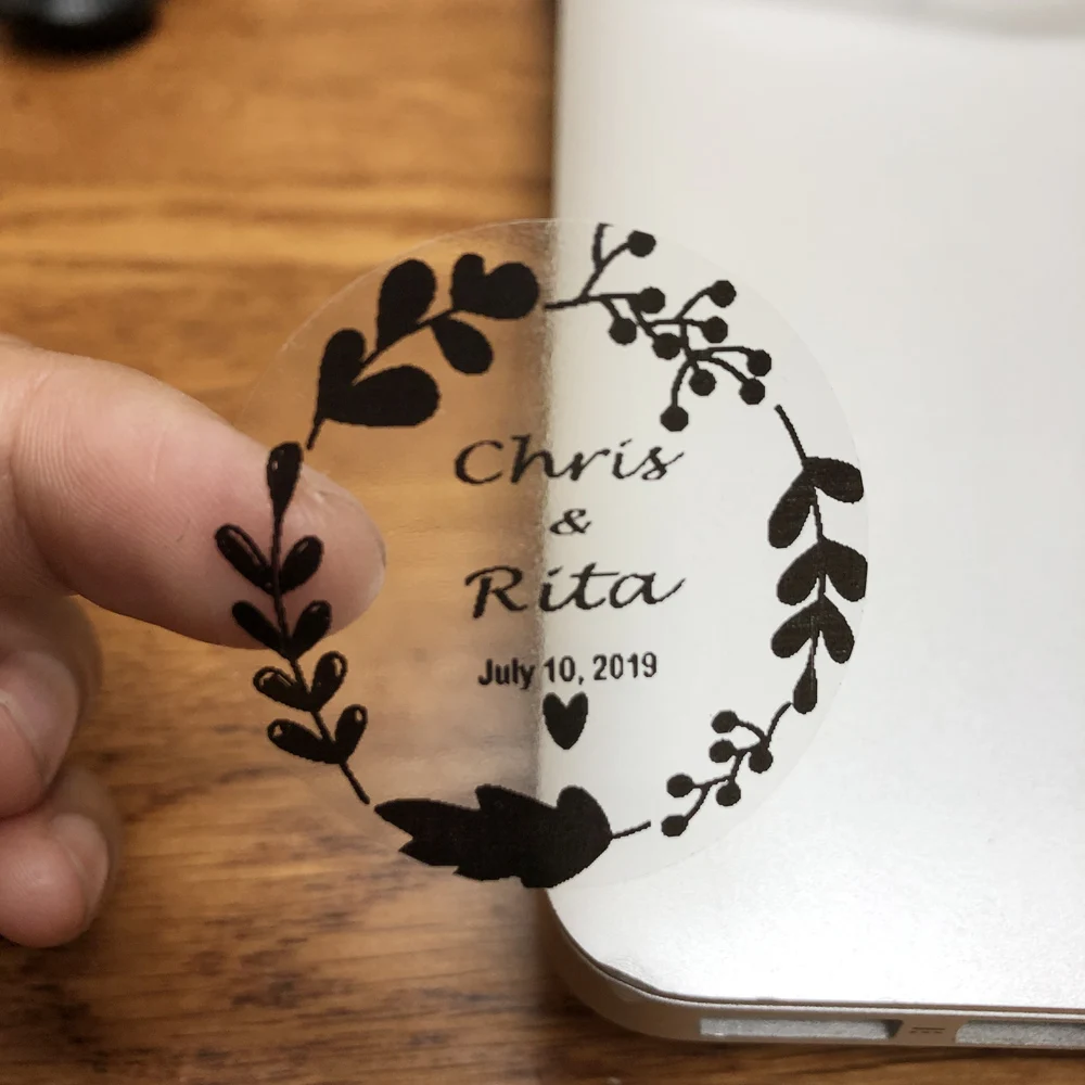 100 шт./компл. пользовательские прозрачные этикетки вечерние йки для гостей на