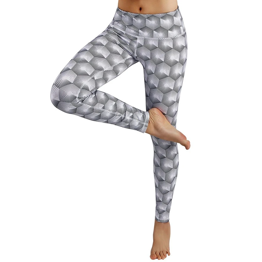 Женские сексуальные спортивные брюки с принтом трико для йоги Леггинсы бега
