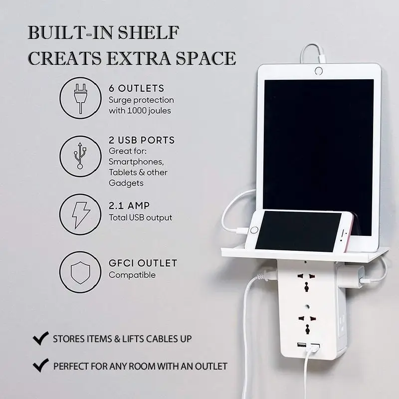 Расширительная розетка и кронштейн USB удлинительная зарядное устройство двойной