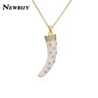 NEWBUY роскошное Ожерелье Клык с фианитом, закрепкой волк, женское винтажное ожерелье в богемном стиле, ювелирные изделия для вечеринки, подарок