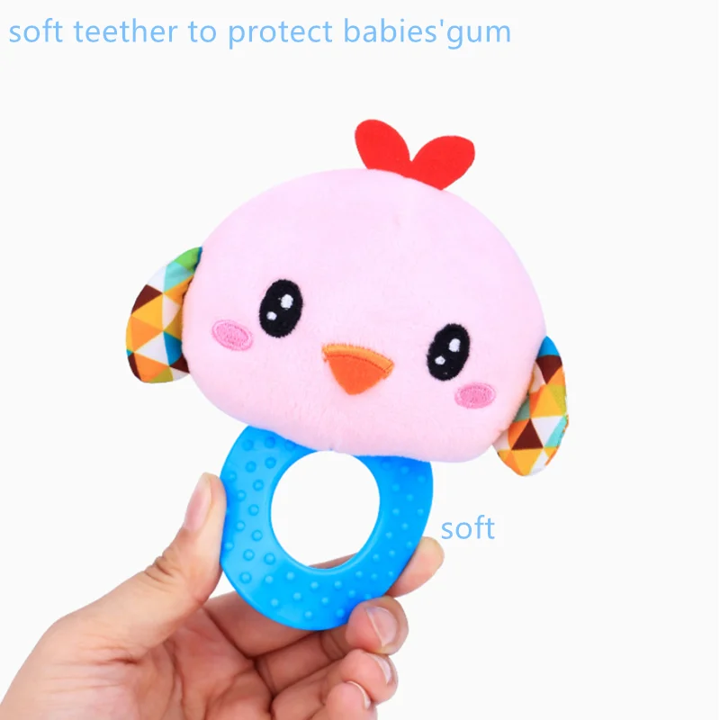 Детские мягкие плюшевые погремушки с пищалкой и прорезывателем игрушки