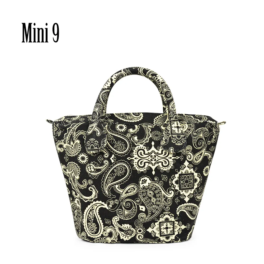 mini 9 TANQU короткий круглый Флора холст ткань ручка с мини вставкой подкладка для Obag Мини O сумка женские сумки на плечо - Цвет: mini 9