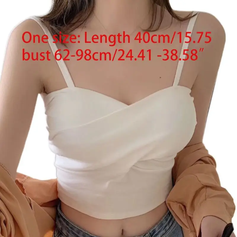 

Women Summer Twisted Front Sleeveless Tank Top Sexy V-Neck Ribbed Knitted Camisole Push Up Padded Solid Color Elastic Sling Vest