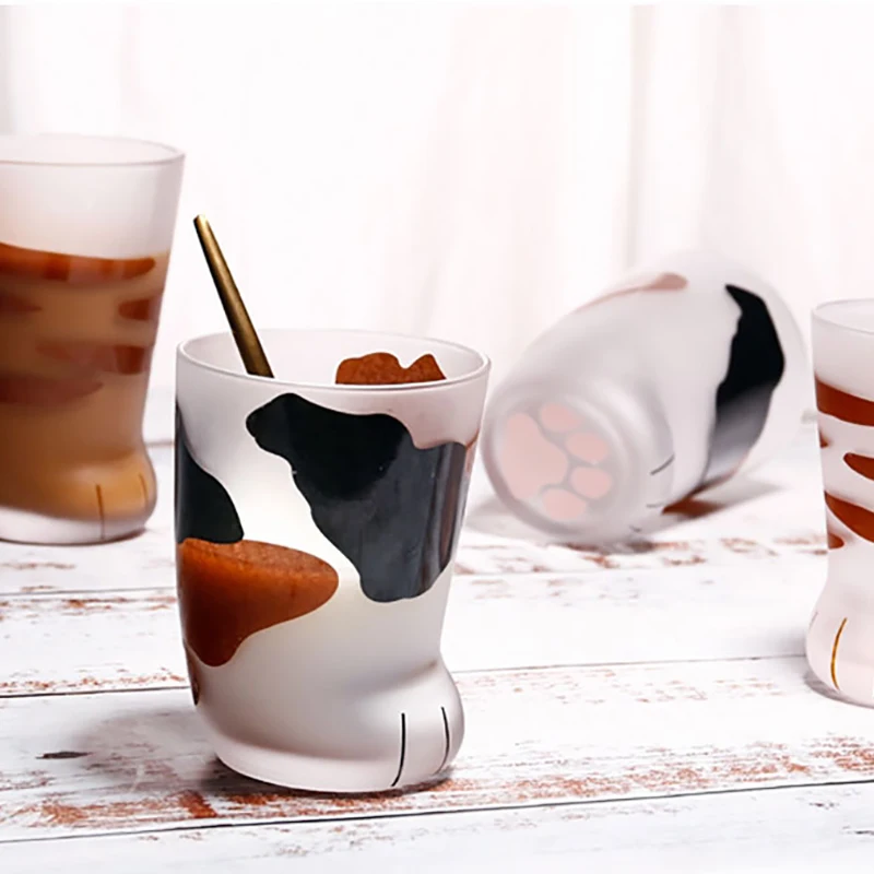 Кружка с милыми кошачьими лапами стеклянная кружка тигровыми лапками Офисная