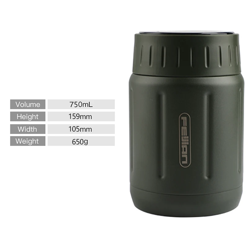 Пищевой термос FEIJIAN с умным дисплеем температуры вакуумный Ланч-бокс контейнер