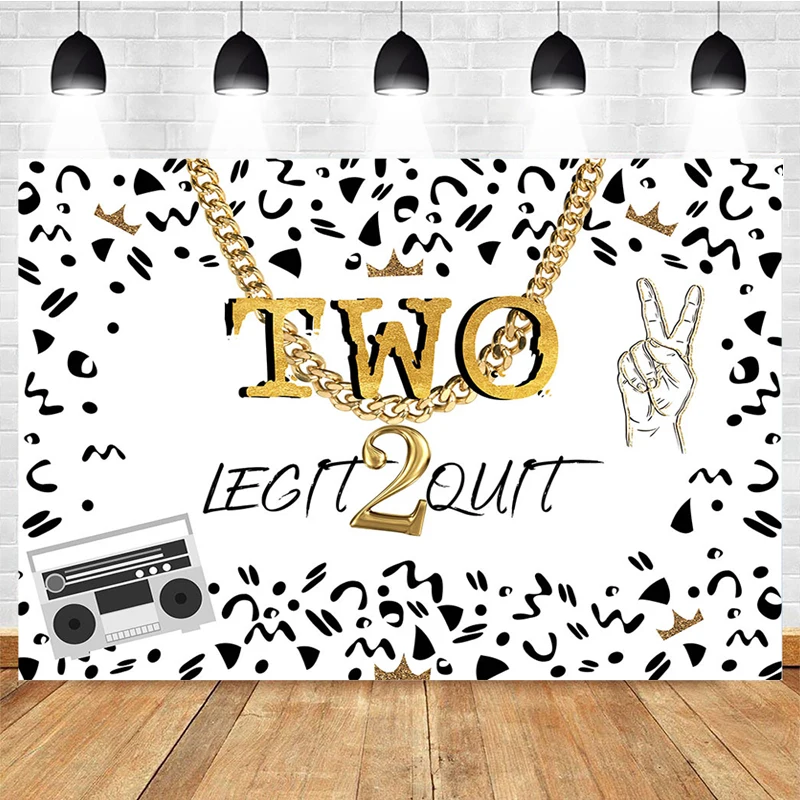

Mocsicka 2th Birthday Party Photography Background Radio Gold Chain Decoration Props Child Portrait Photo Backdrop Banner