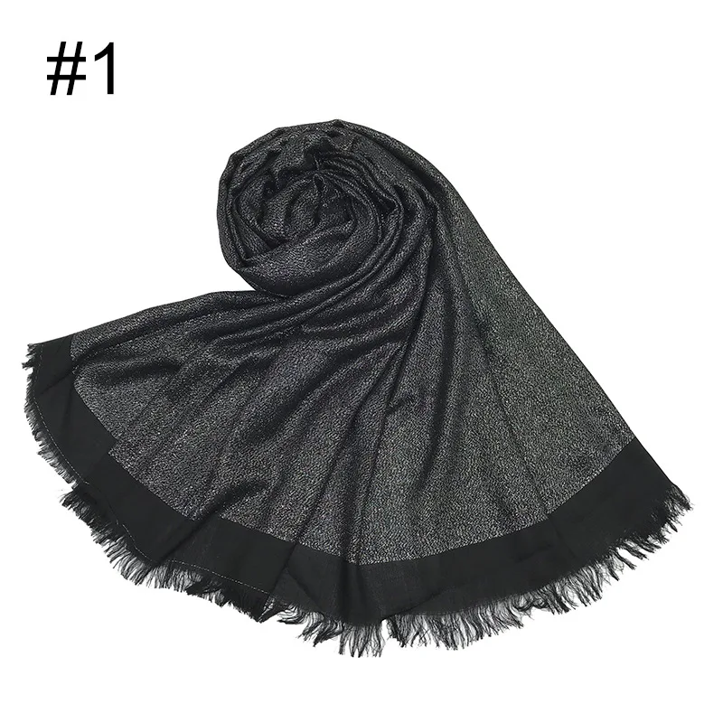 

2020 Spring sequins 2 Ply solid tassel fringes women's scarf hijab head scarf plaid scarf bufandas invierno mujer