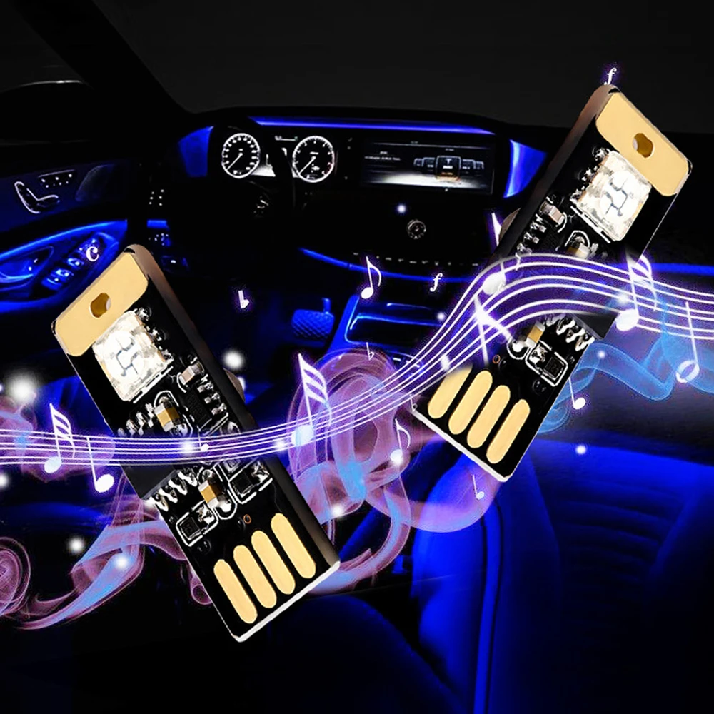 

1pcs RGB USB LED Car Interior Lights Voice Control Atmosphere Ambient Lamp Decoration Light Accessories Car Styling 7-colors