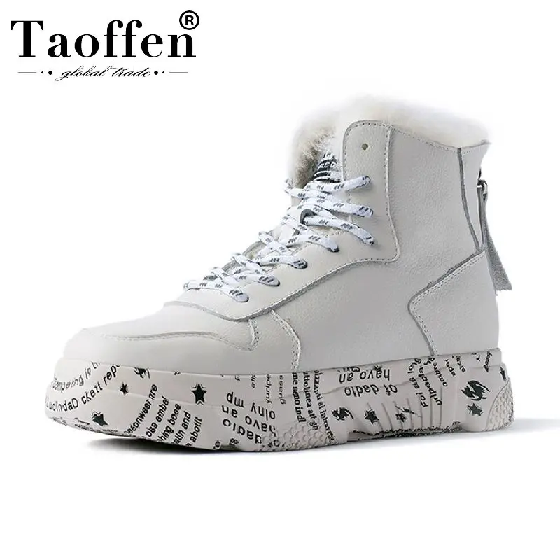 Женские ботинки на меху taofen Теплые повседневные из натуральной кожи Размеры 35