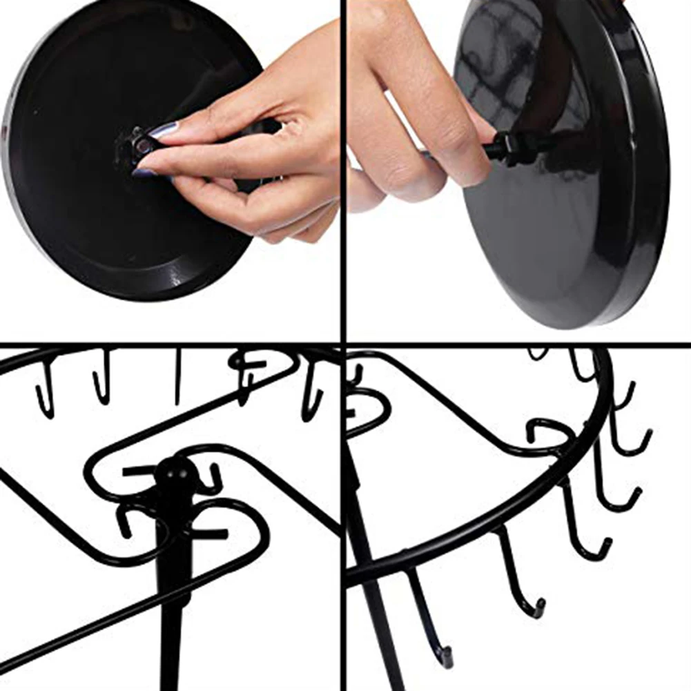 23 Hooks Metal Earrings Holder Rotating Necklace Display Rack Pendant Bracelet Stand Jewelry Rack Storage Necklace/Rings/Earring