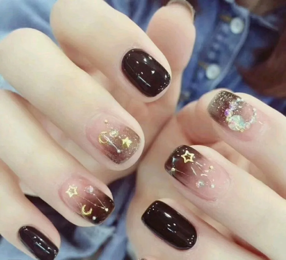 3 sheet 3D Nail Stickers Designs Ultrathin Gold Star moon Gummed Art Decals Makep Decorations HanYi171-172 | Красота и здоровье