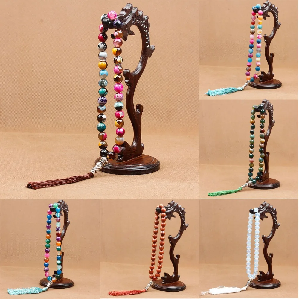 Четки мусульманские матовые из натурального камня 10 мм 33 дюйма|Плетеные