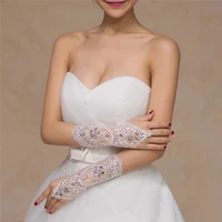 1 pair bridal gloves lace fashion hollow out flower dew finger bandage gloves dress accessories wedding decorations