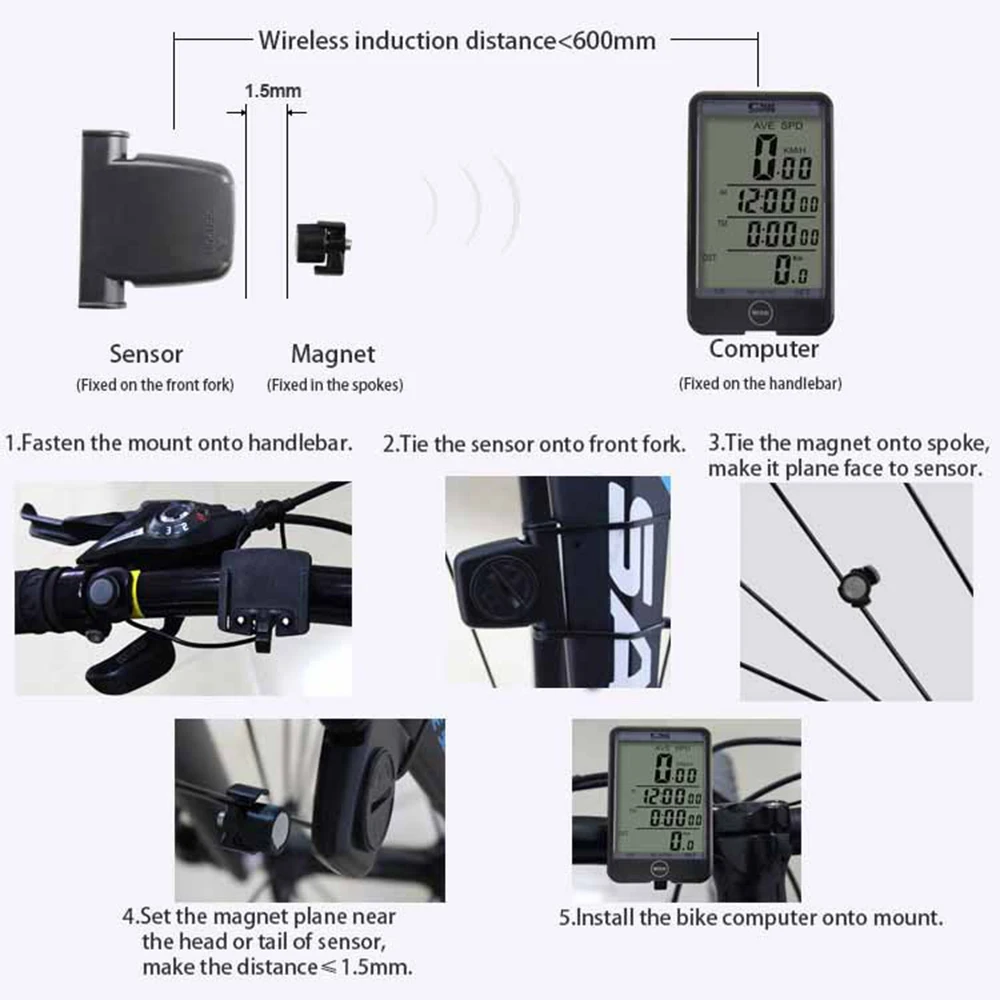 

Wireless Bicycle Computer Outdoor Cycling Odometer Stopwatch LCD Backlight Computer Bike Wireless Touch Screen Computers