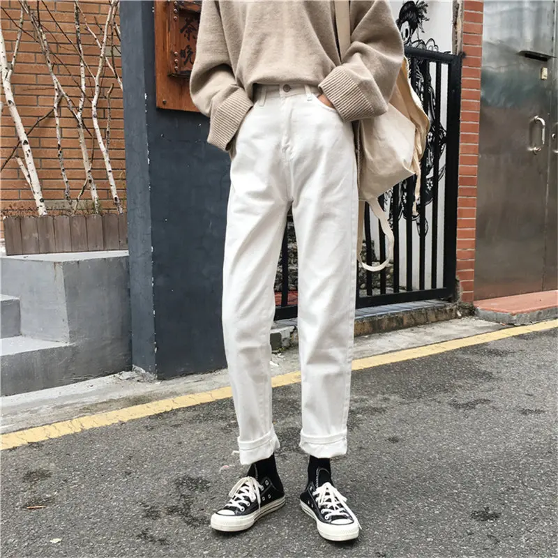 Женские джинсовые брюки до щиколотки HziriP повседневные Прямые синего цвета с