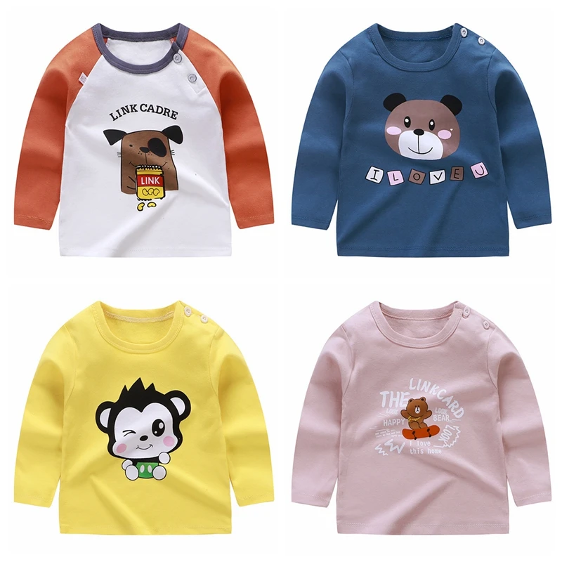 Детская Хлопковая футболка с длинным рукавом на возраст 1 7 лет|Тройники| |