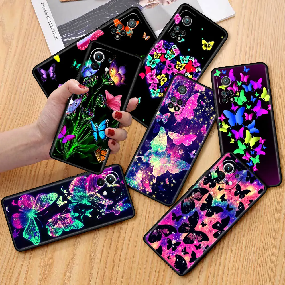 

Phone Capa for Xiaomi Poco X3 NFC M3 F1 Soft Case for Mi 11 10T Pro 9T CC9 Note 10 A2 Lite Tpu Funda Butterfly