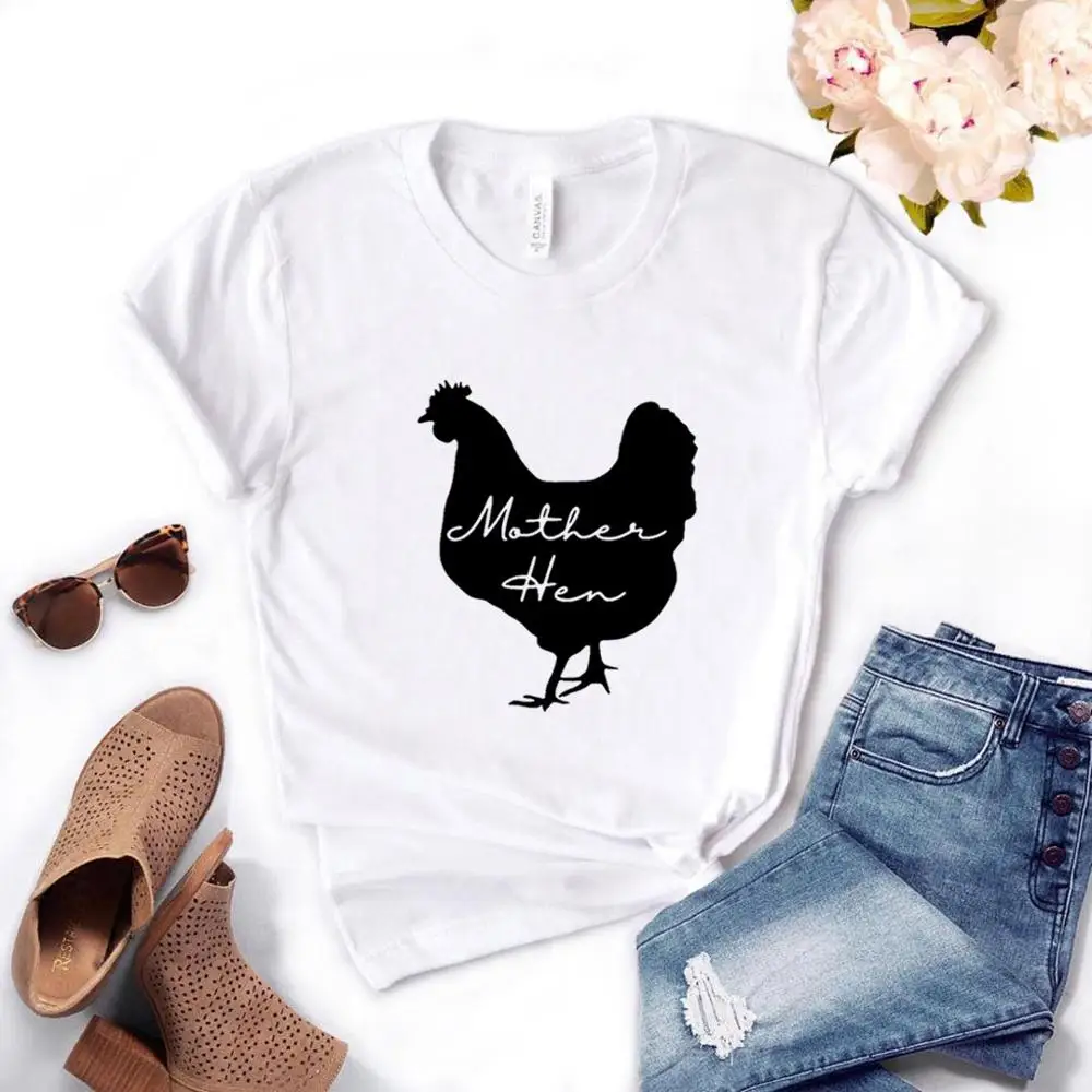 Мать курица печати для женщин футболки хлопок повседневное забавная Футболка
