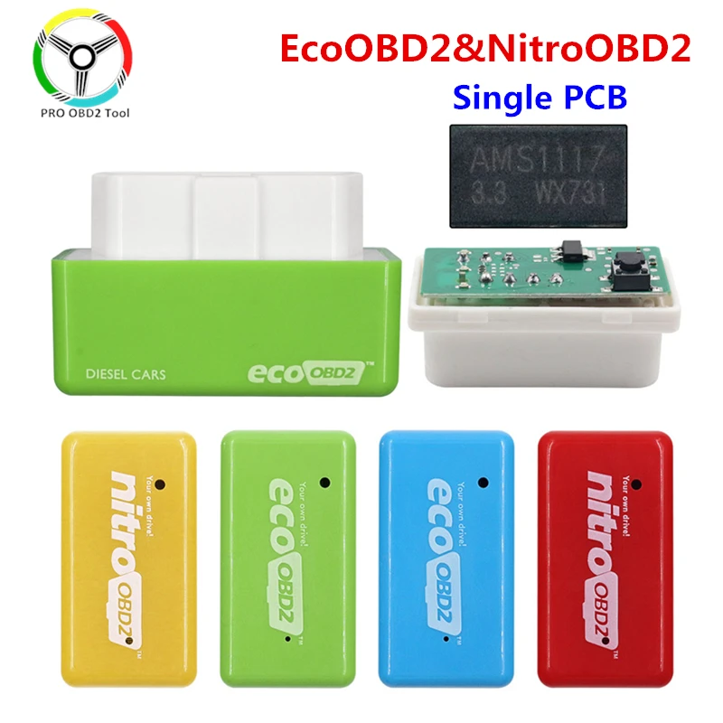 

4 Colors Nitro OBD2 EcoOBD2 15% Fuel Save More Power ECU Chip Tuning Box Plug&Driver Nitro OBD2 Eco OBD2 for Benzine Diesel Car