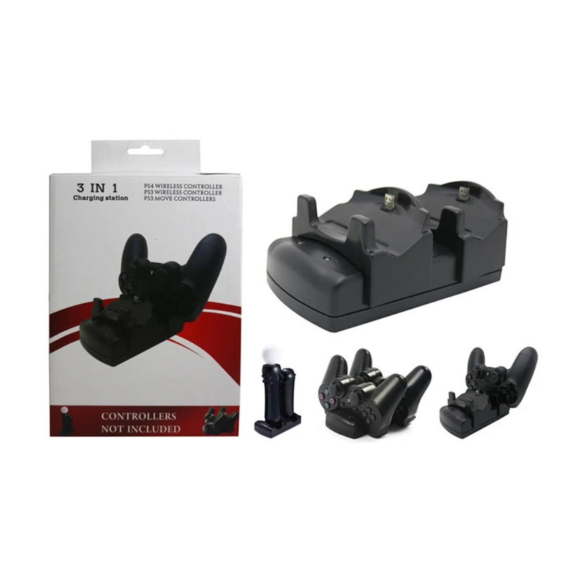 

KX4A Charging Dock Station 3 in 1 Charger Stand with LED Light Indicator Compatible with PS4/PS3/PS3 Move Wireless Controller,