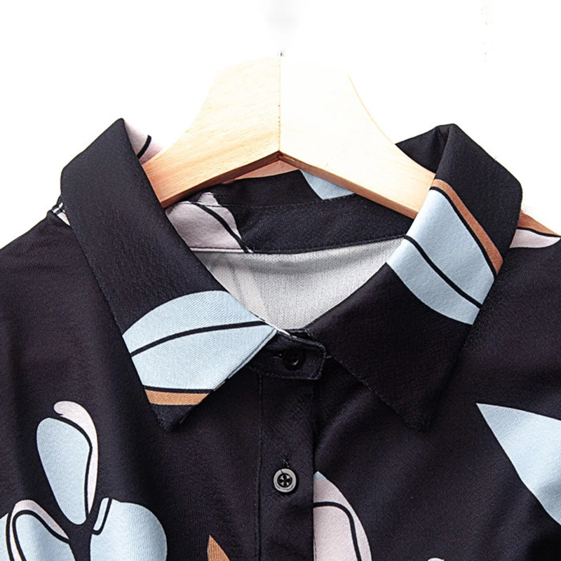 

Chiffon Print Dress Women Retro Waist Three-Quarter Sleeve Shirt Dress Loose Piece Bohemian Dress