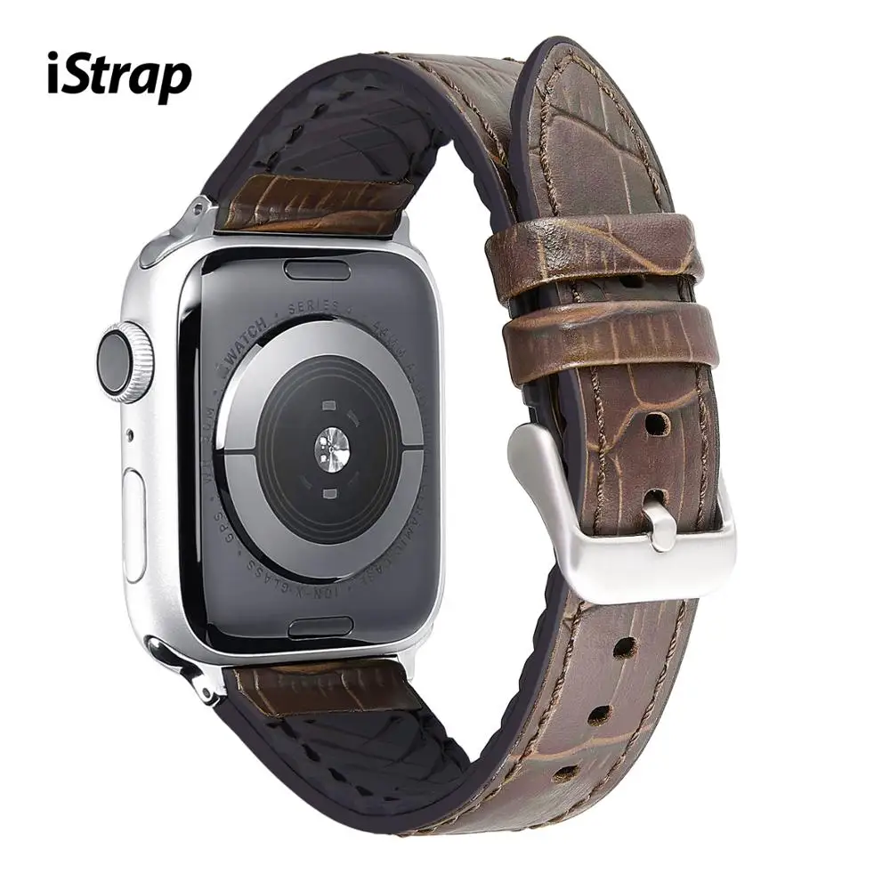 

Силиконовый ремешок iStrap для часов, ремешок из натуральной кожи, коричневый ремешок для часов, 22 мм, 24 мм, аксессуары для часов, подходит для ...