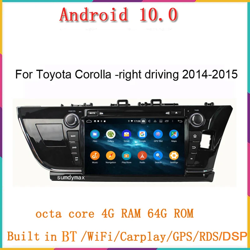 Автомобильный dvd плеер на android 10 с 9 &quotэкраном gps Wi Fi USB для toyota corolla правая
