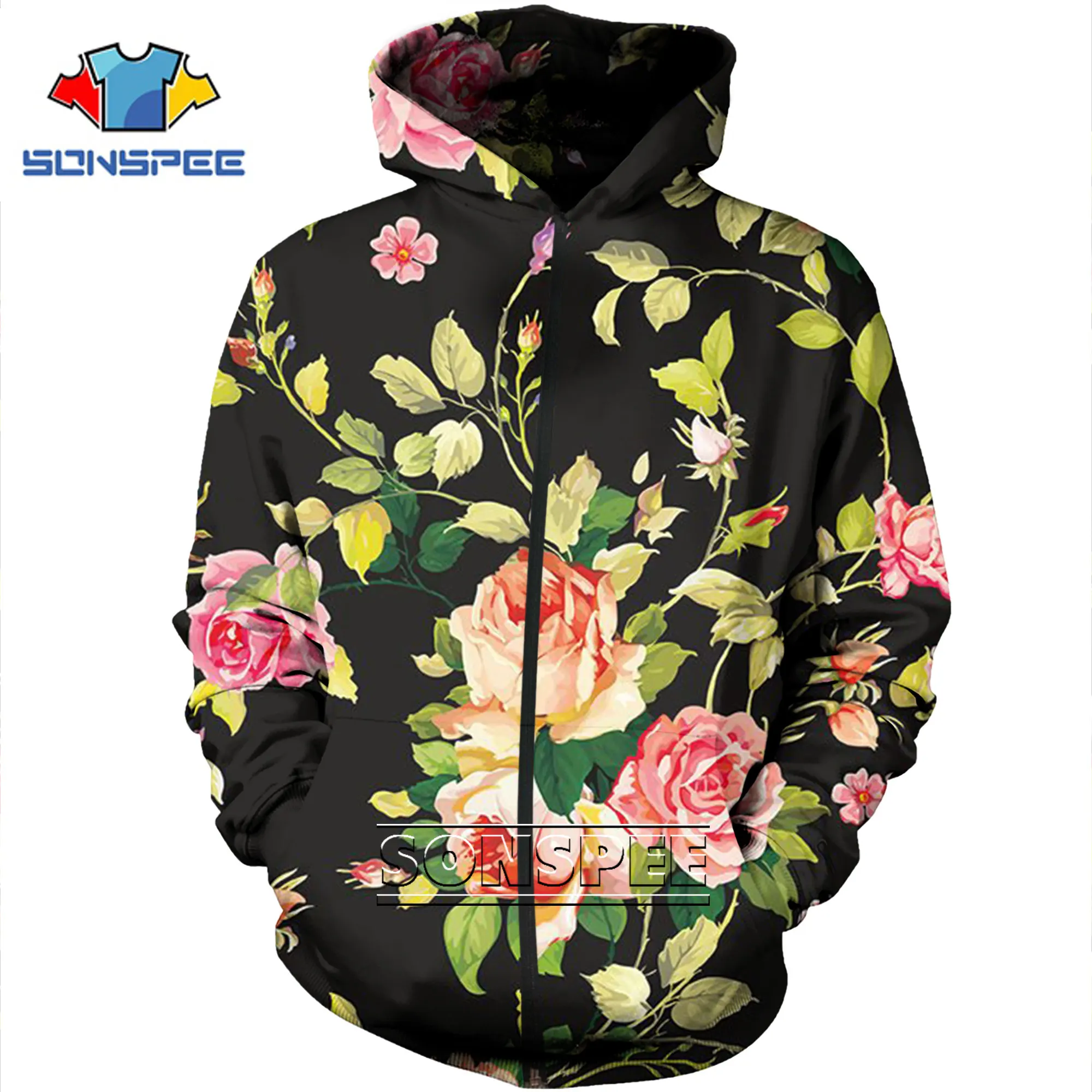 

Novelty Dense Flower Leaves Pattern Hoodie 3D Print Men's Zipper Hooded Hoodies Colorful Eye Women Youth Casual Harajuku Hoody
